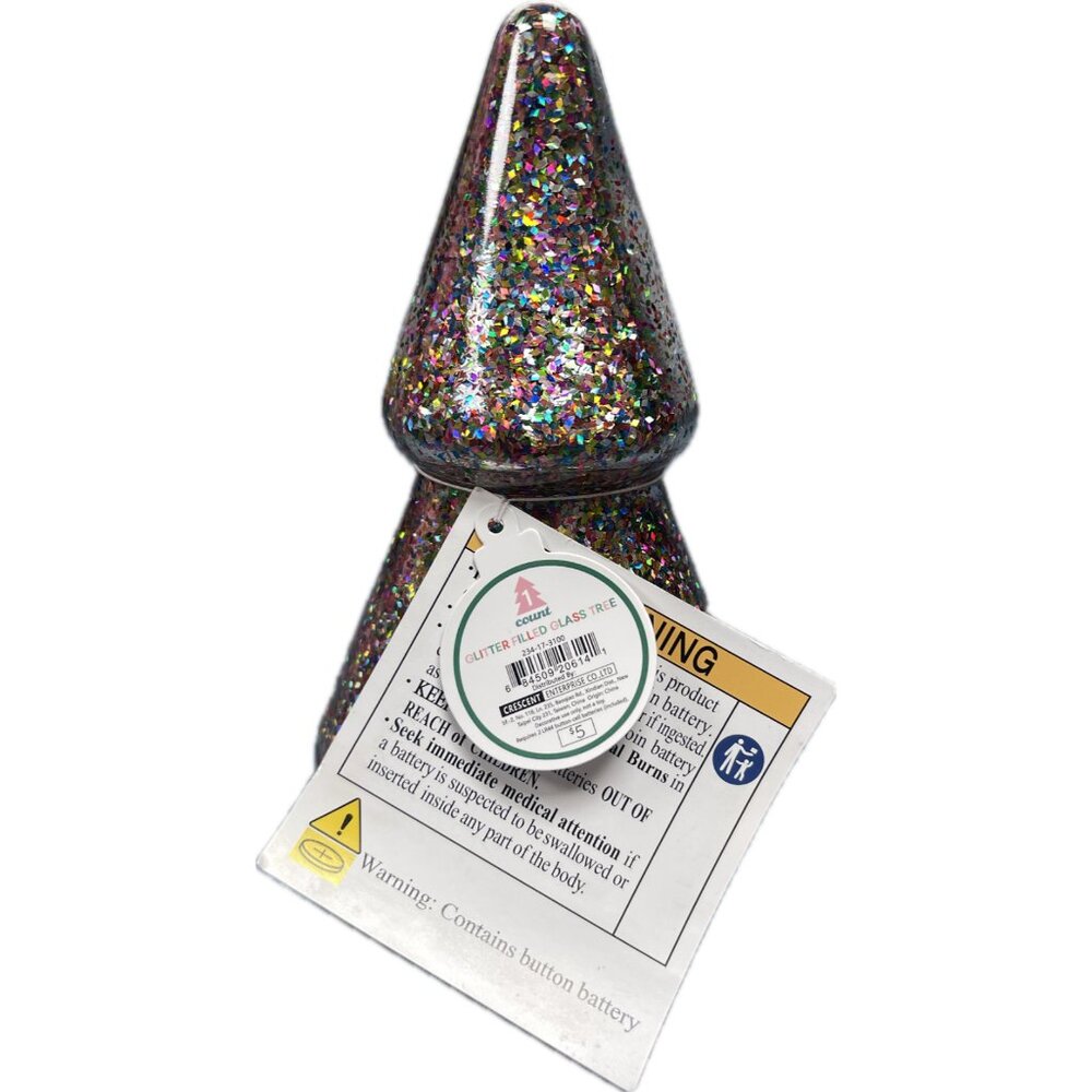 Target Bullseye Playground Christmas Glitter Filled Light Up Glass Tree NEW